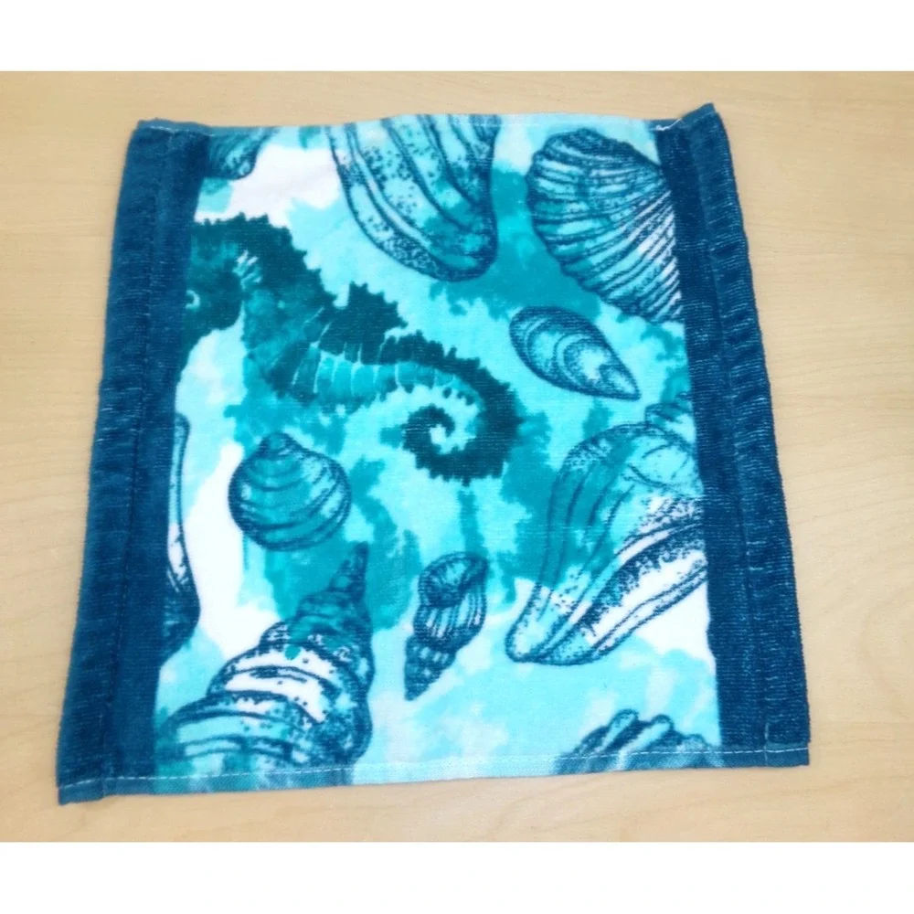 Kassa Fina Coastal Home Collection Bath Towel & Wash Cloth Seahorse‎ Shells